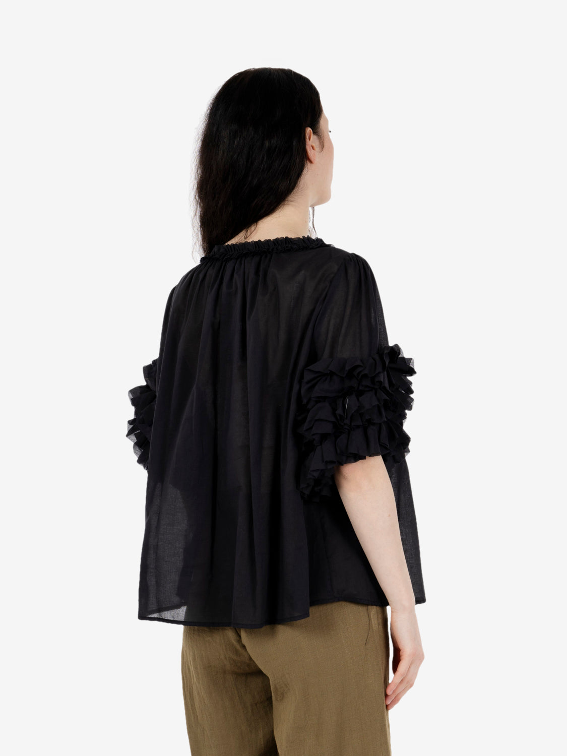 Camicia maniche volant nero