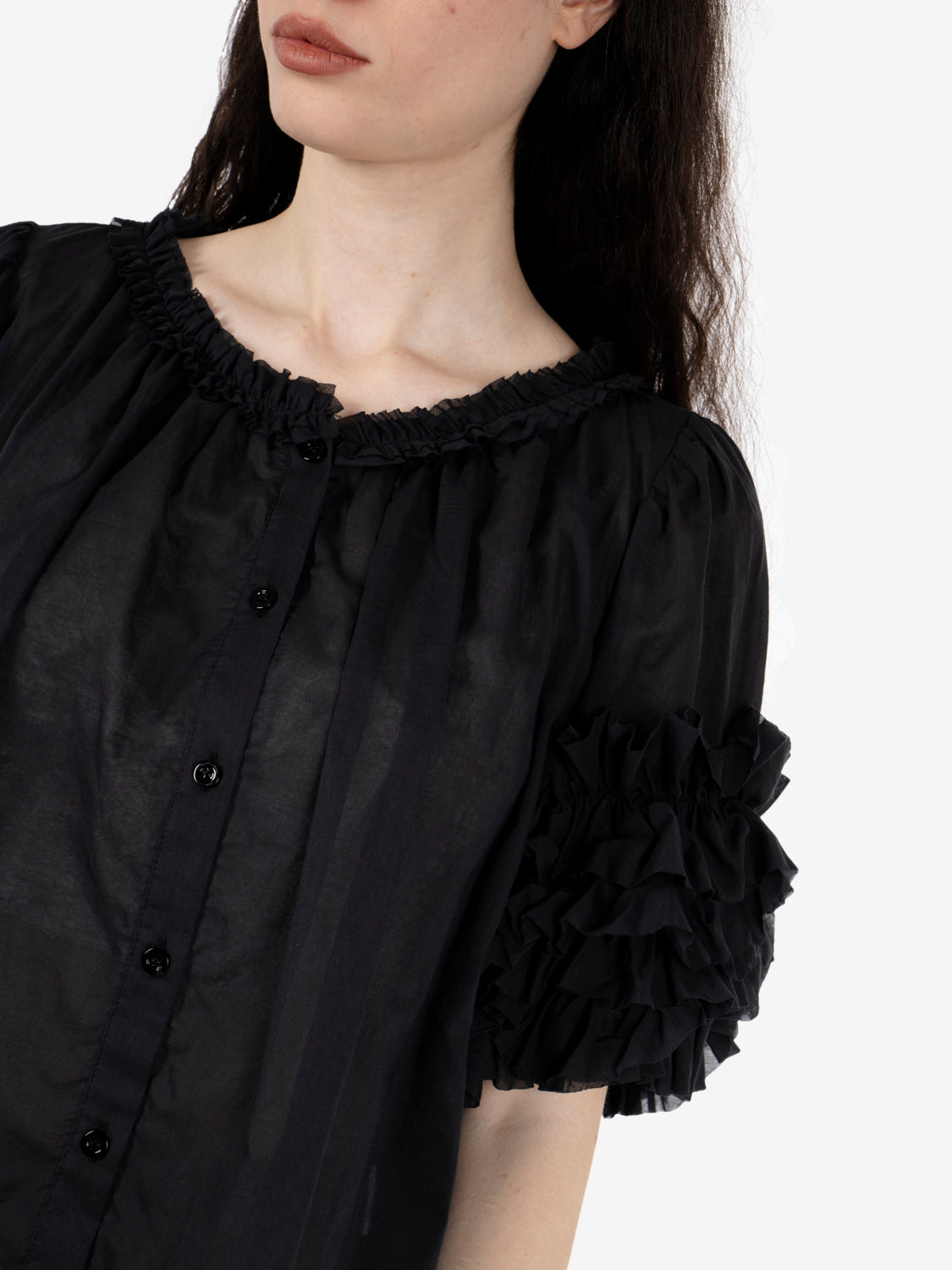 Camicia maniche volant nero