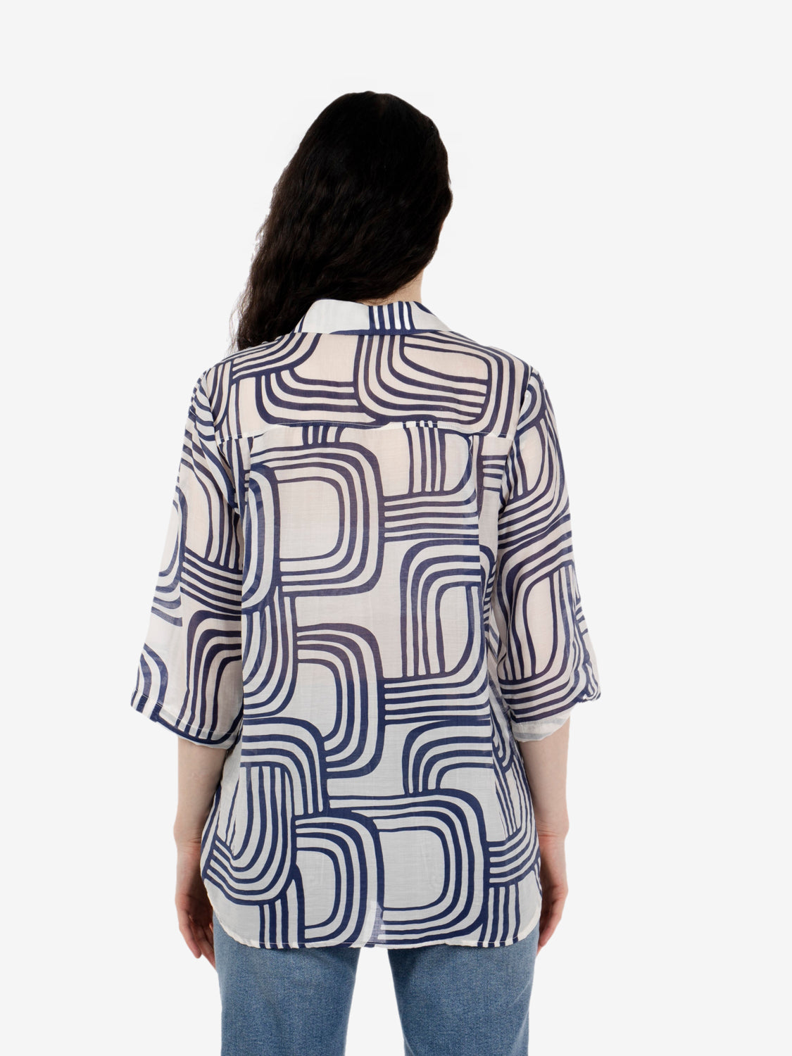 Camicia mussola in fantasia blu