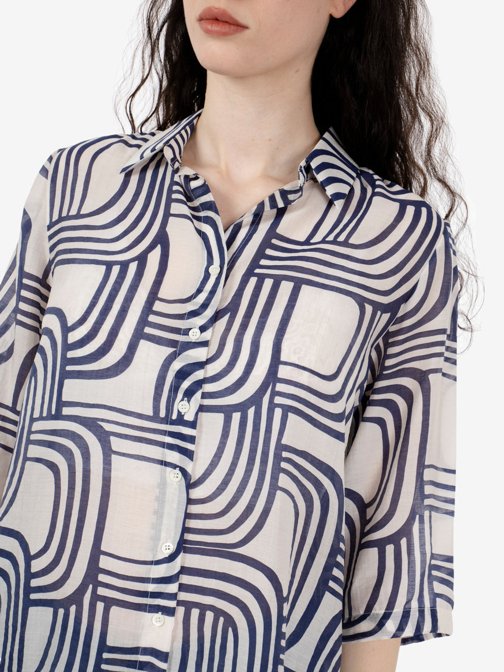 Camicia mussola in fantasia blu