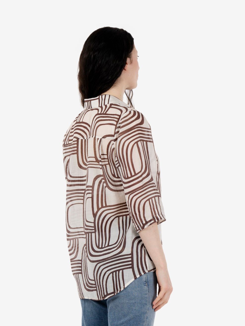 Brown patterned muslin shirt