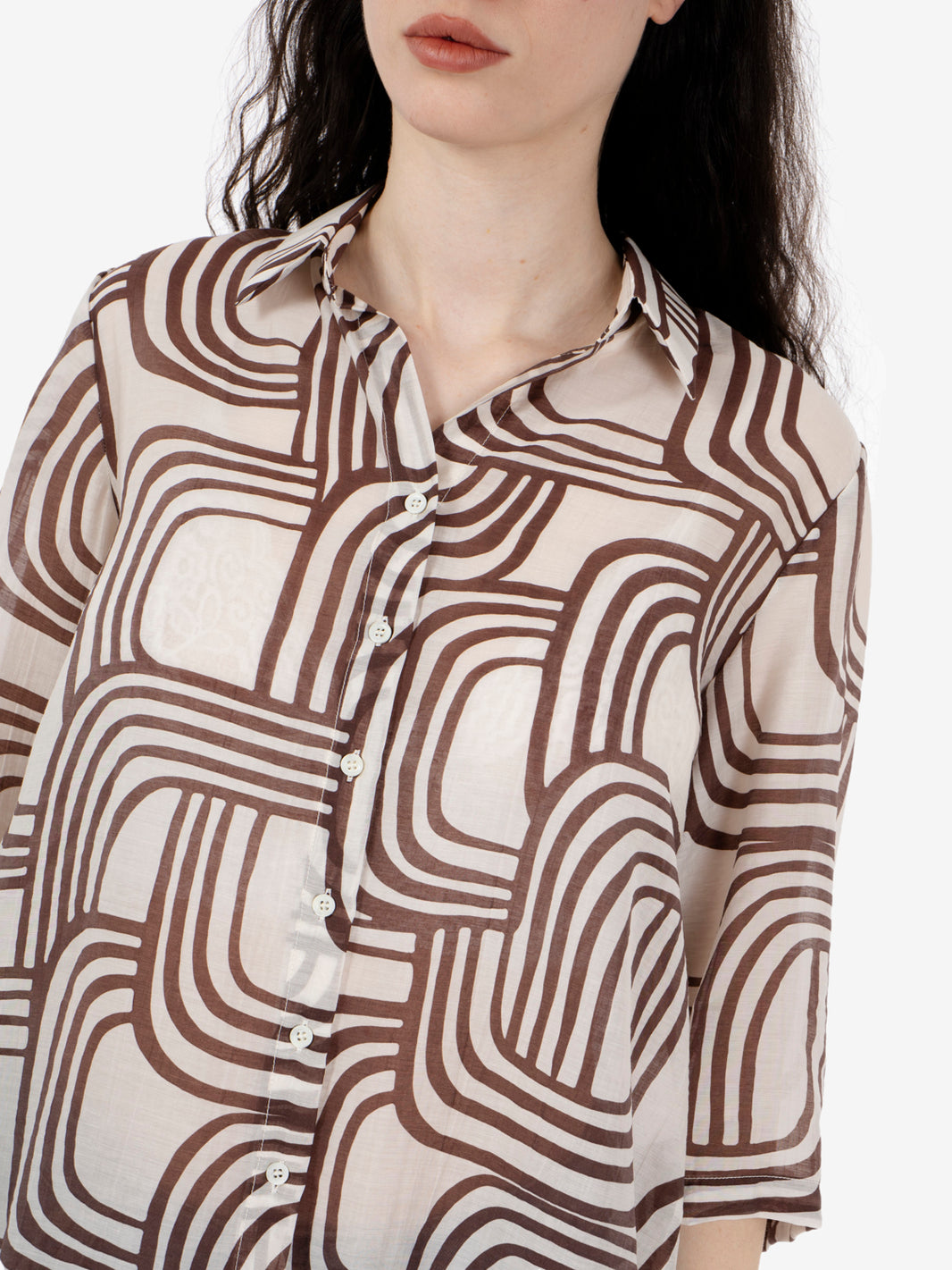 Brown patterned muslin shirt