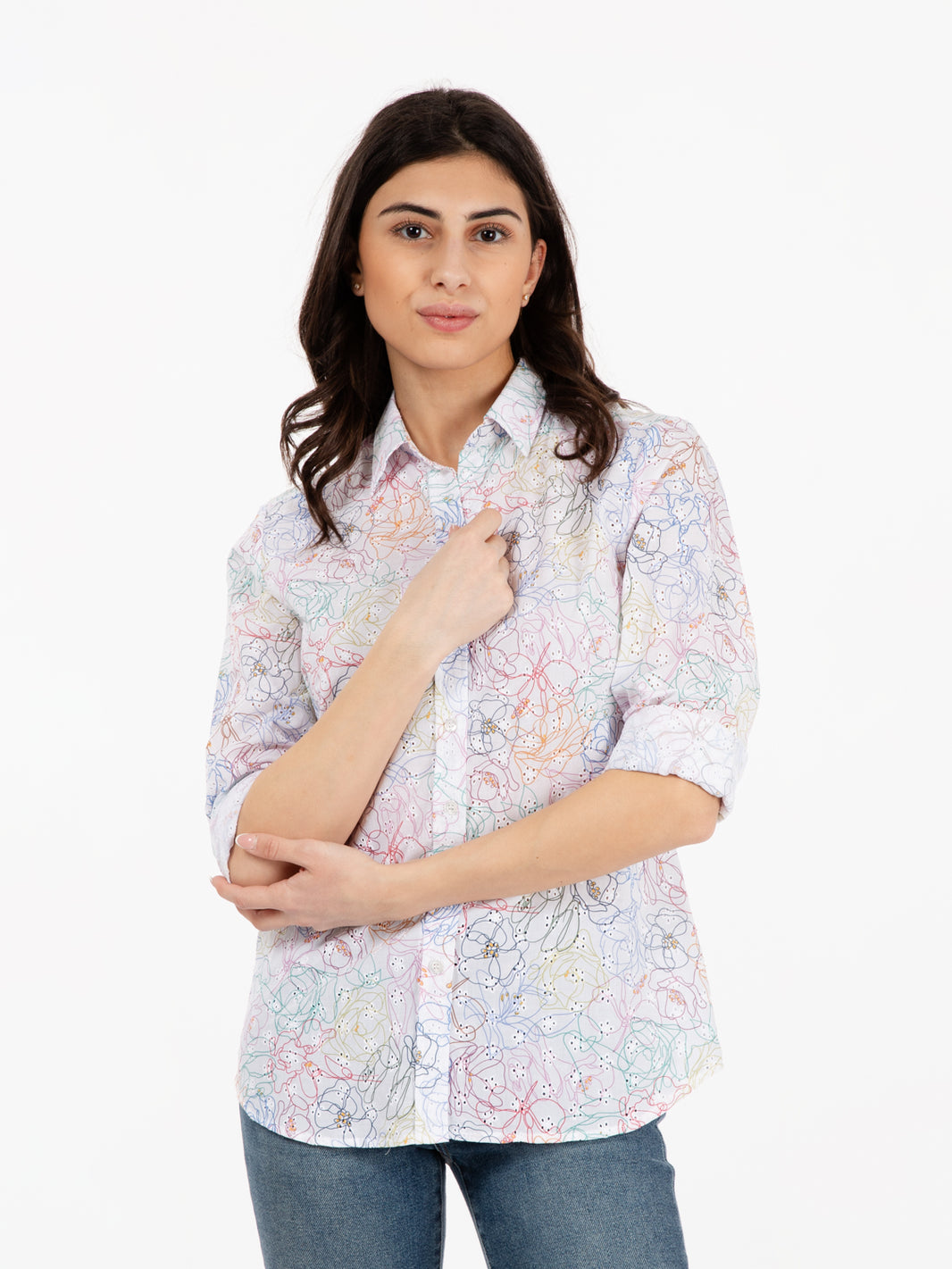 Sangallo shirt in white / multicolor pattern