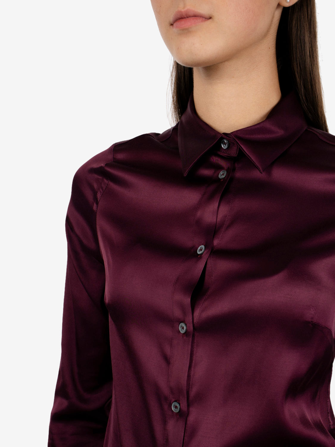 Camicia satin bordeaux