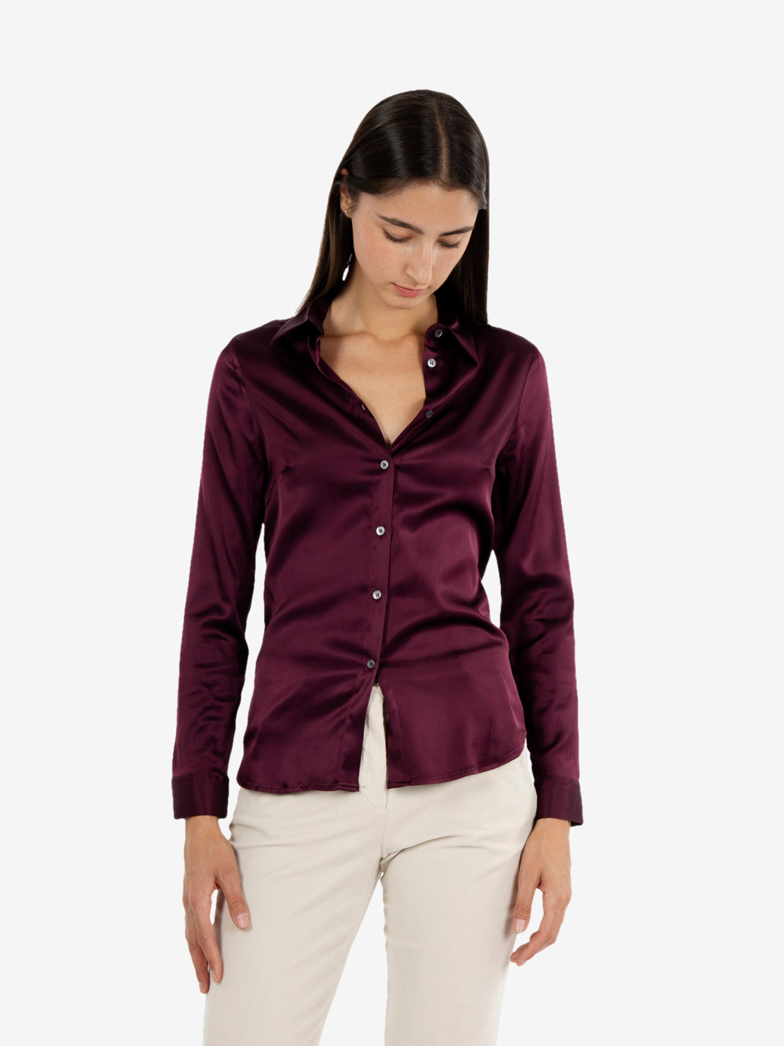 Camicia satin bordeaux