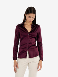 Camicia satin bordeaux