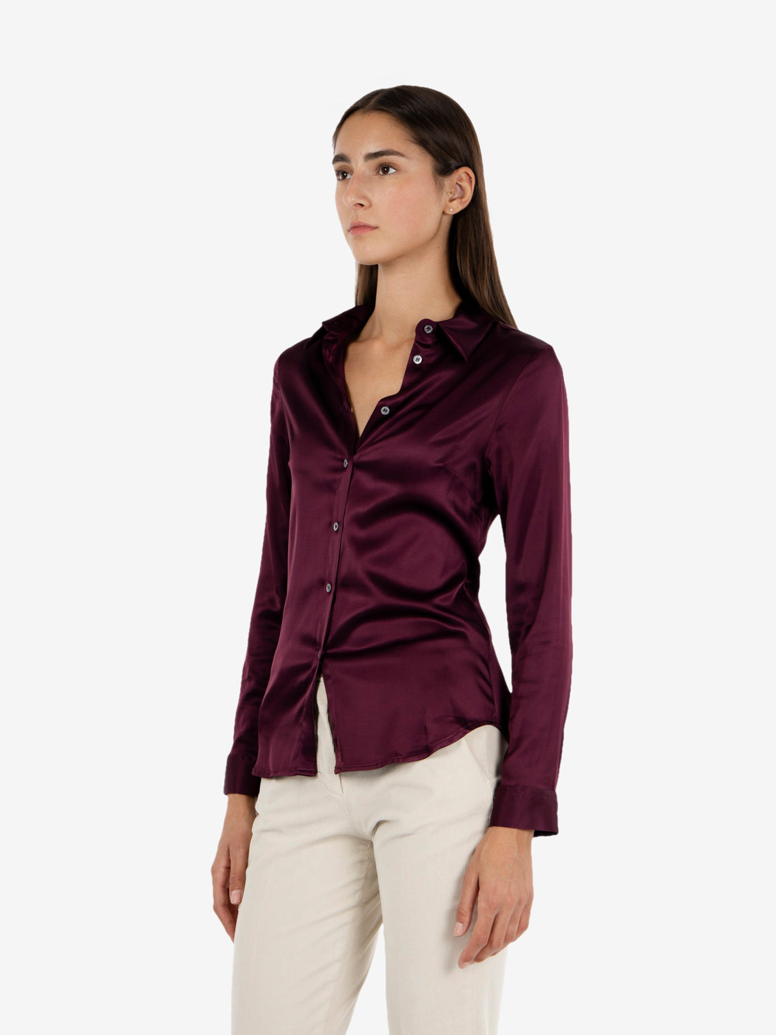Camicia satin bordeaux