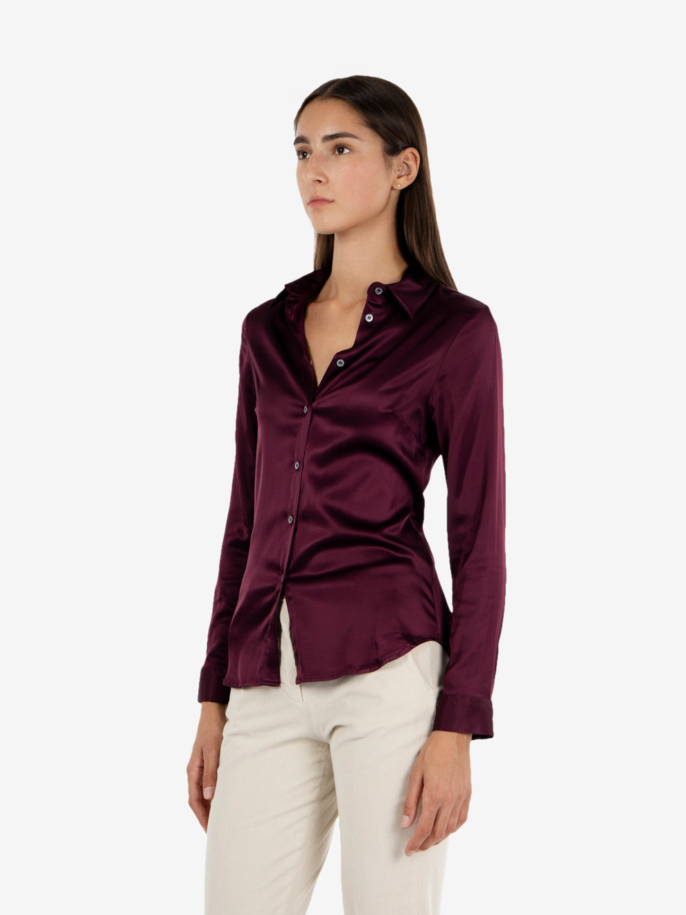 Camicia satin bordeaux