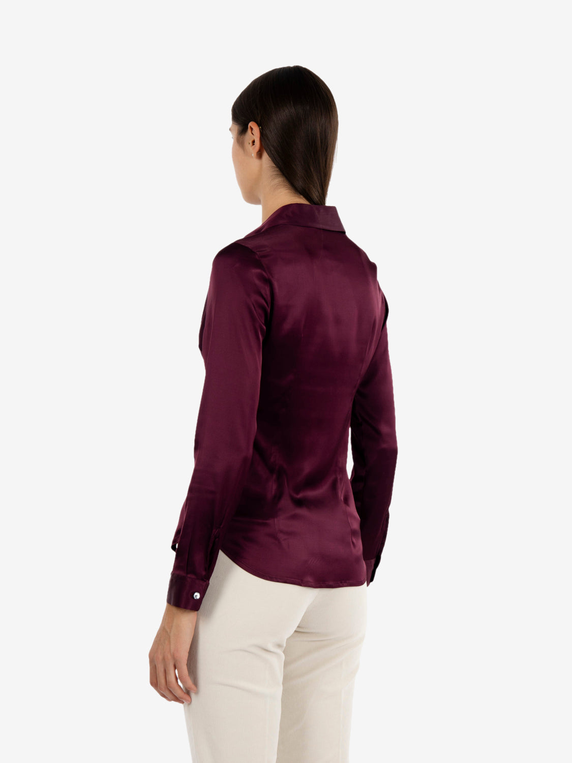Camicia satin bordeaux