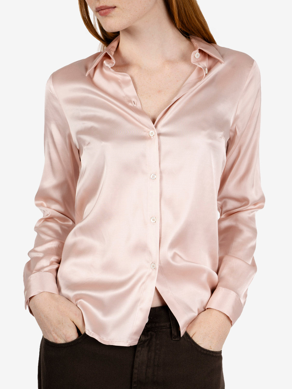 Camicia satin rosa
