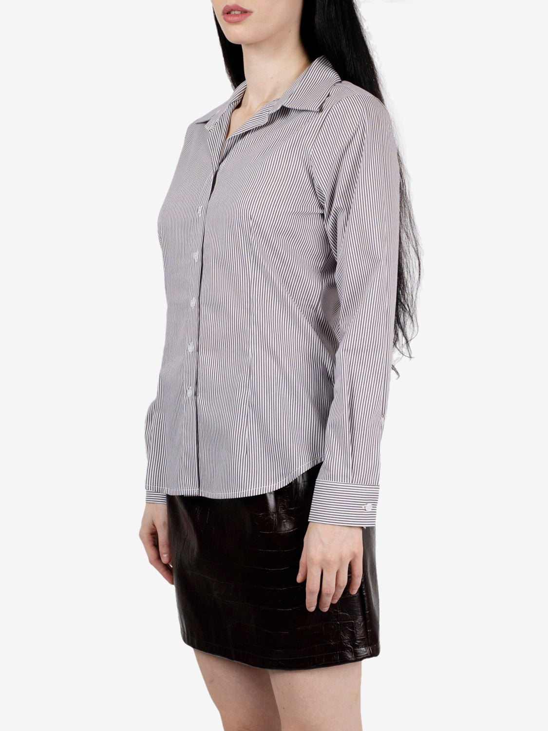 Camicia slim a righe moro