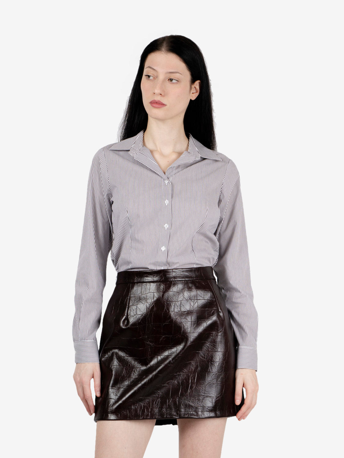 Camicia slim a righe moro