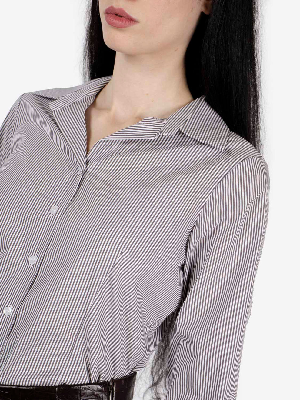 Camicia slim a righe moro