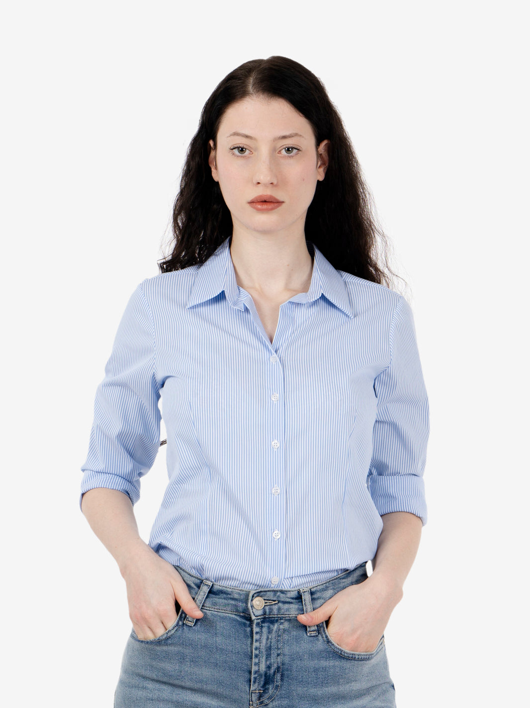 Light blue striped slim fit shirt