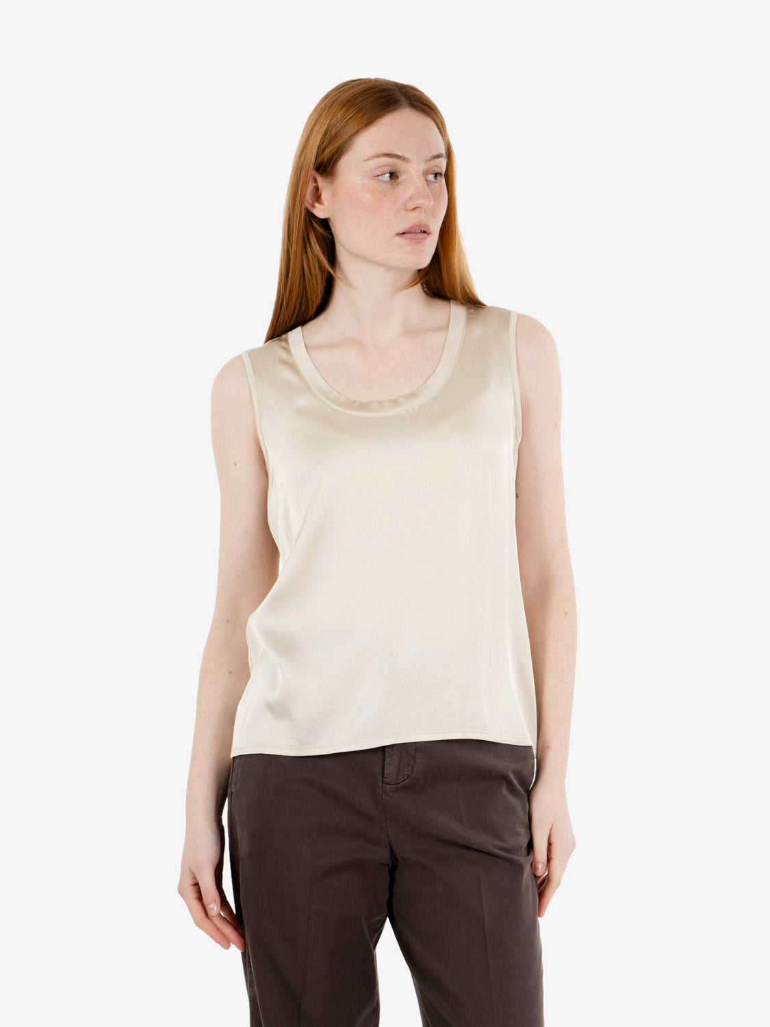 Canotta in raso beige