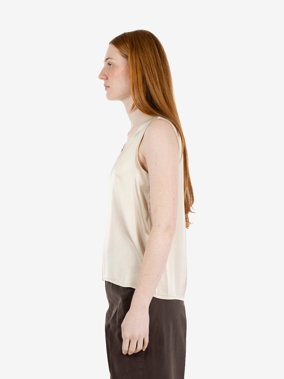 Canotta in raso beige