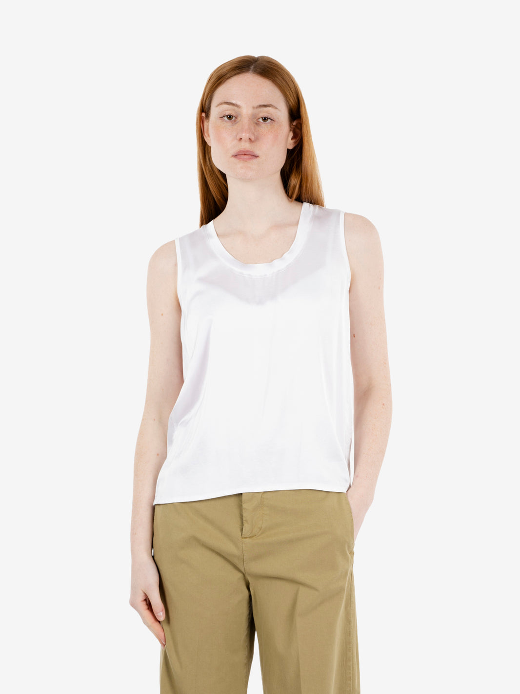 Canotta in raso panna