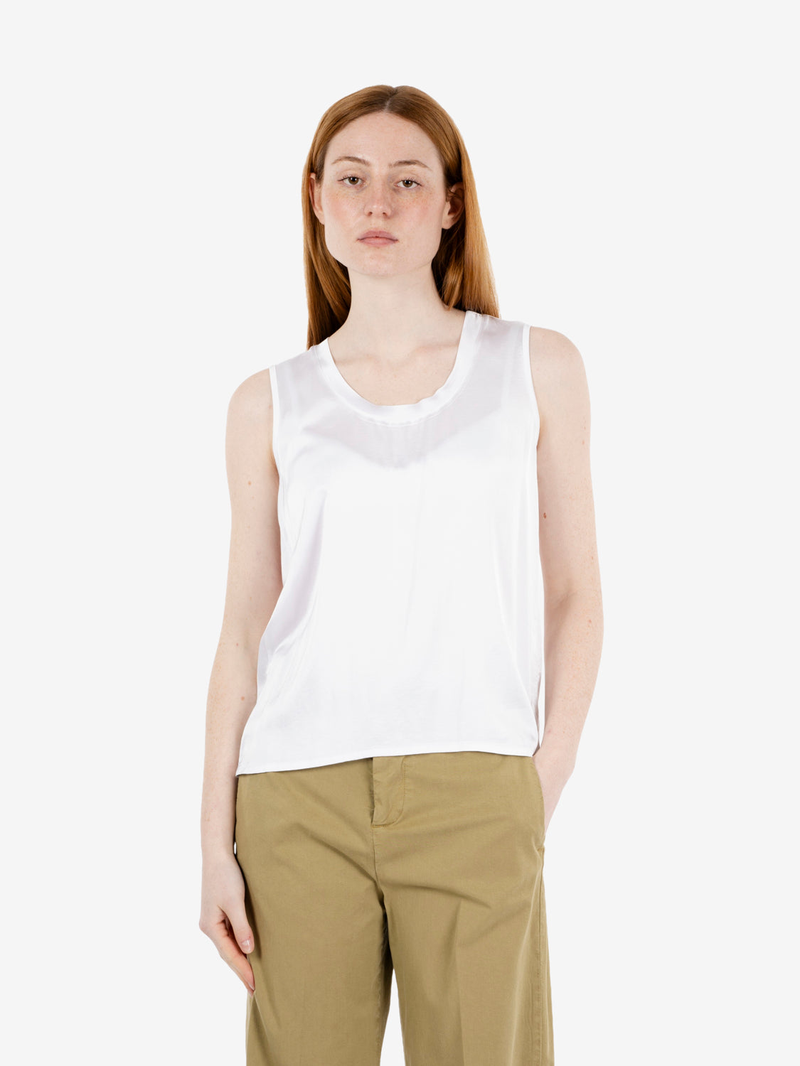 Canotta in raso panna