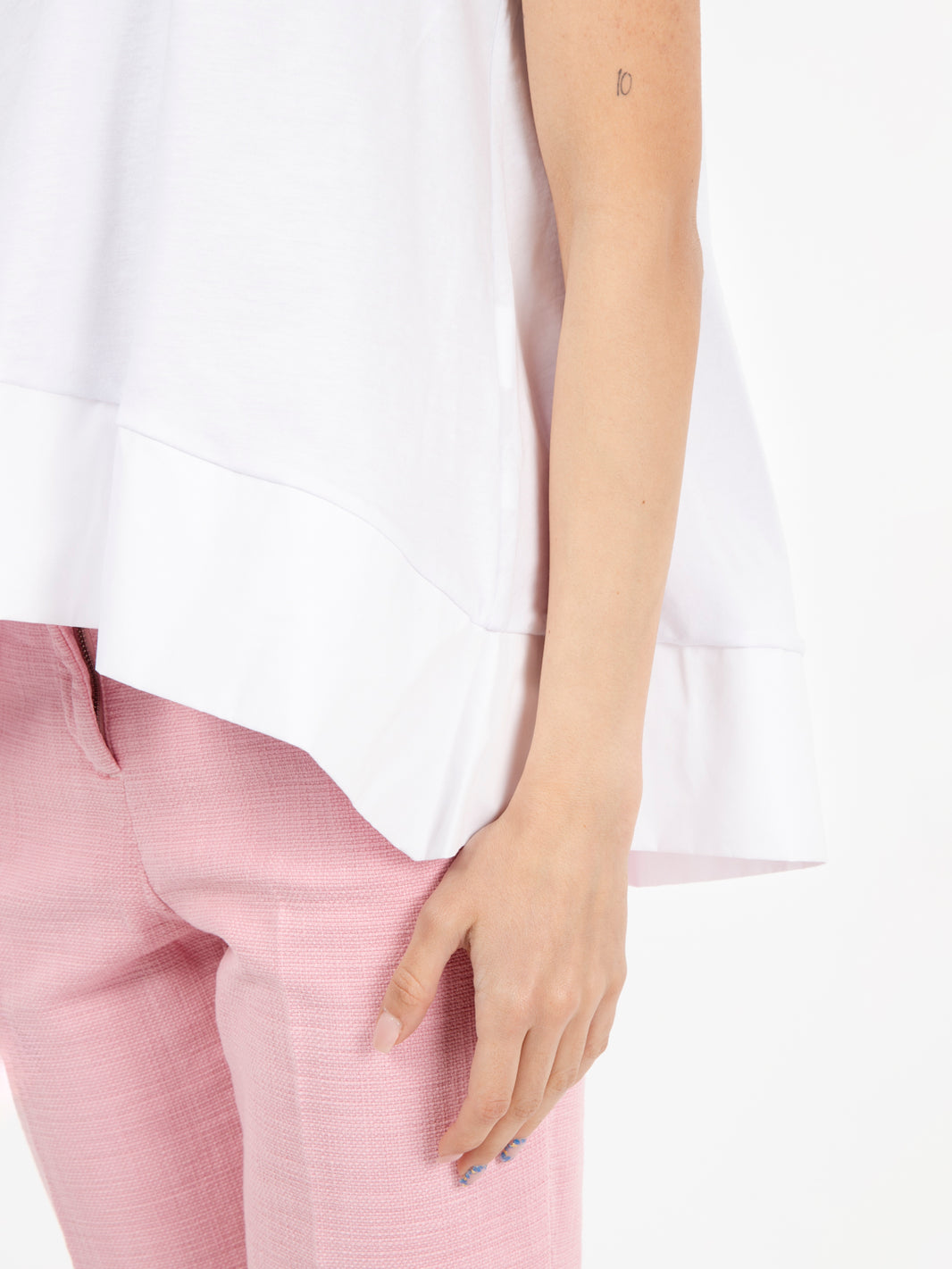White poplin flared tank top