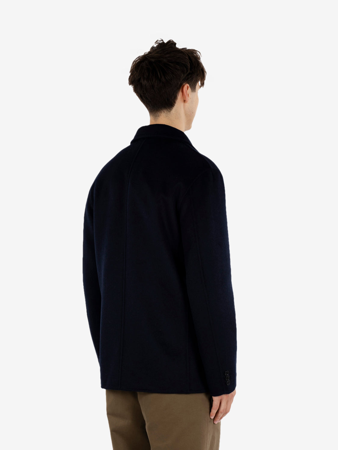 Cappotto corto in panno navy blu