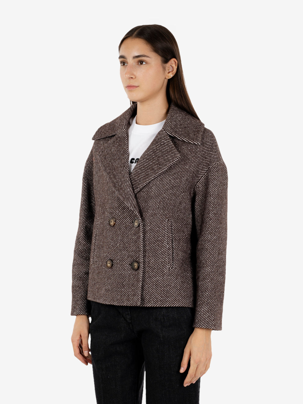 Thea dark herringbone short coat