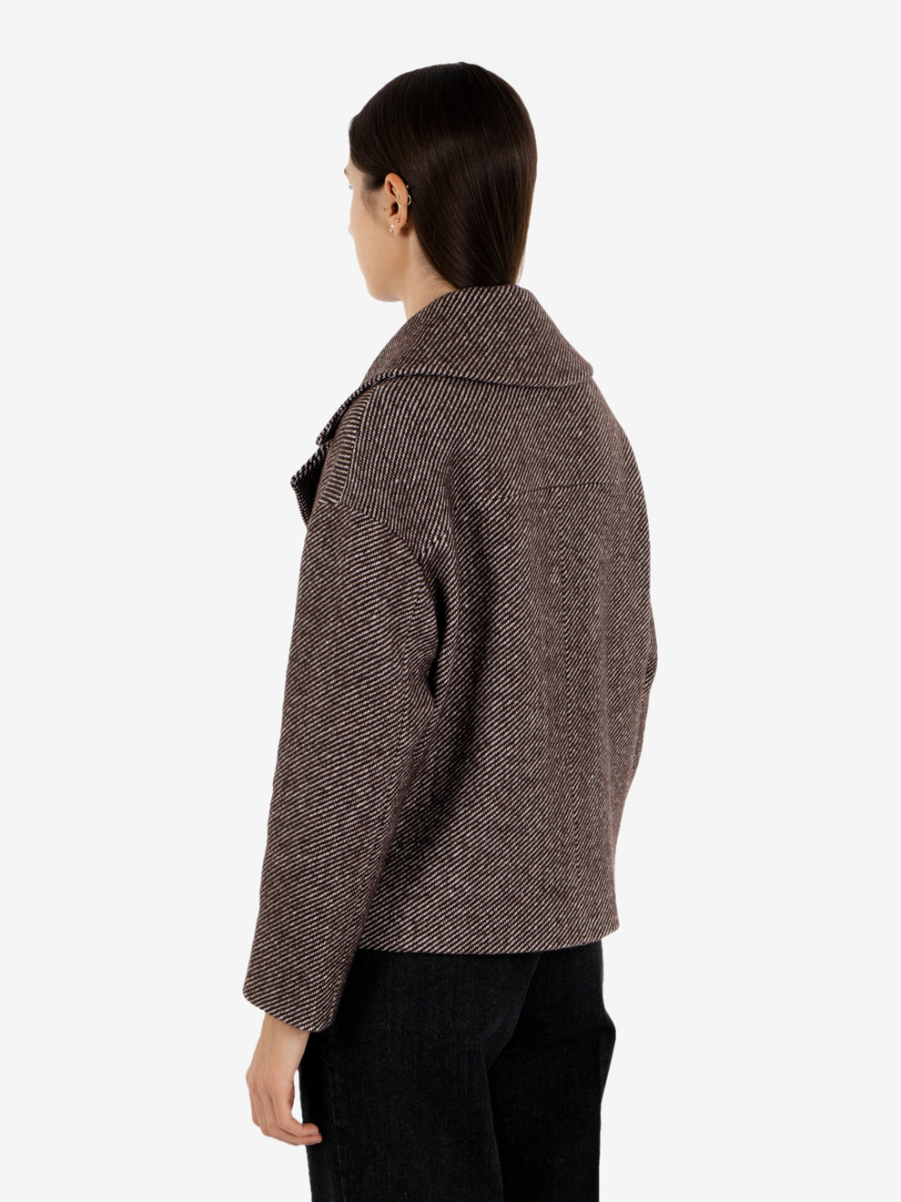 Thea dark herringbone short coat