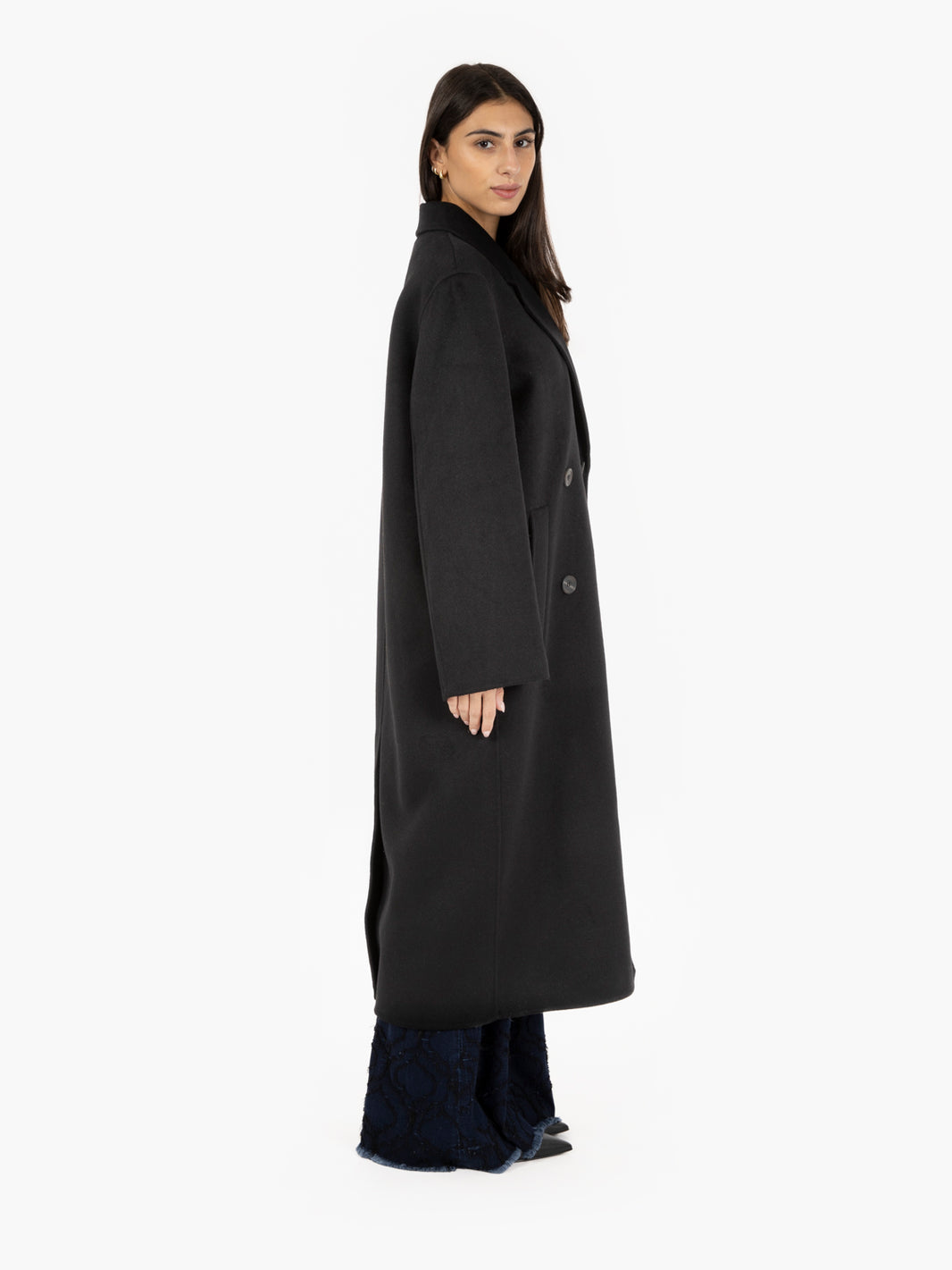Diane black double-breasted coat