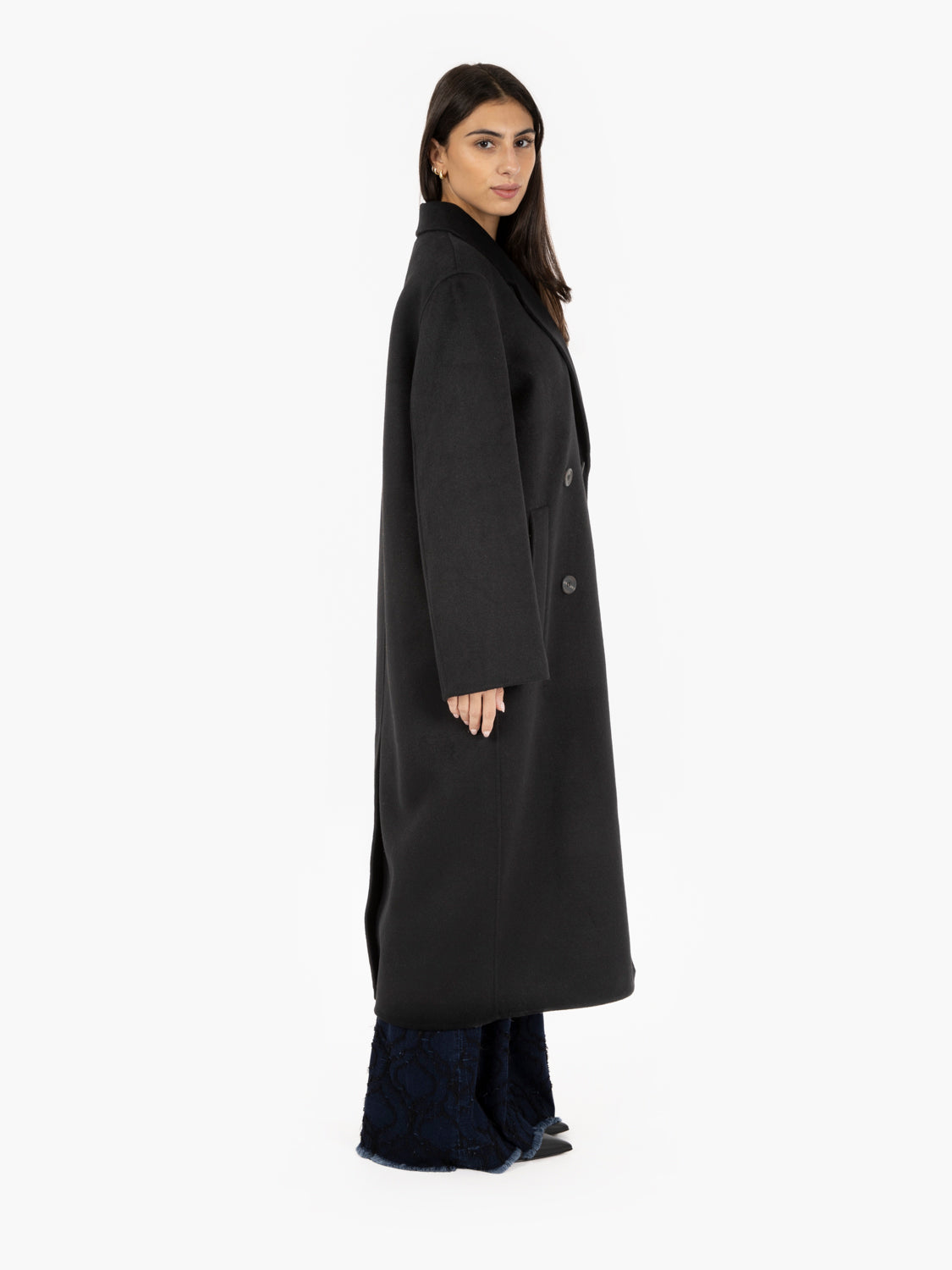 Diane black double-breasted coat