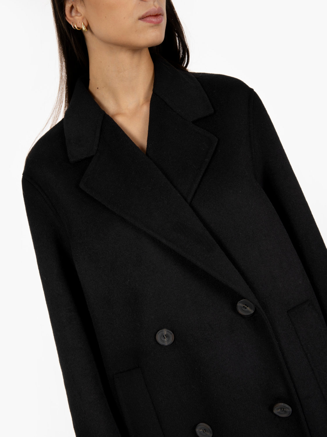 Diane black double-breasted coat