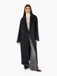 Diane double-breasted coat in blue