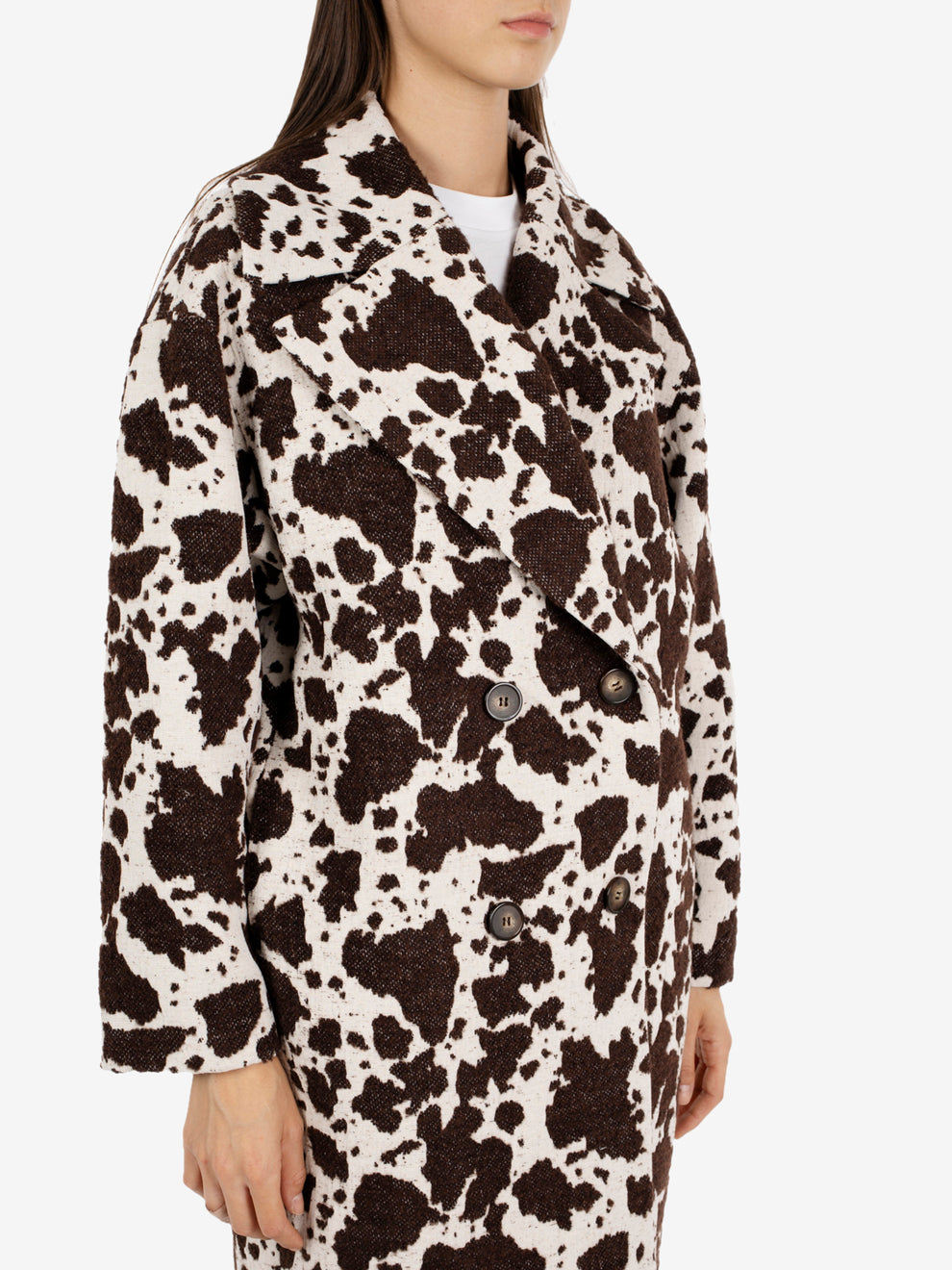 Animal print oversized double-breasted coat