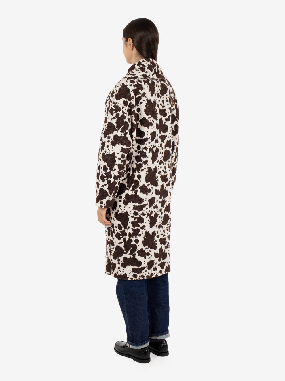 Animal print oversized double-breasted coat
