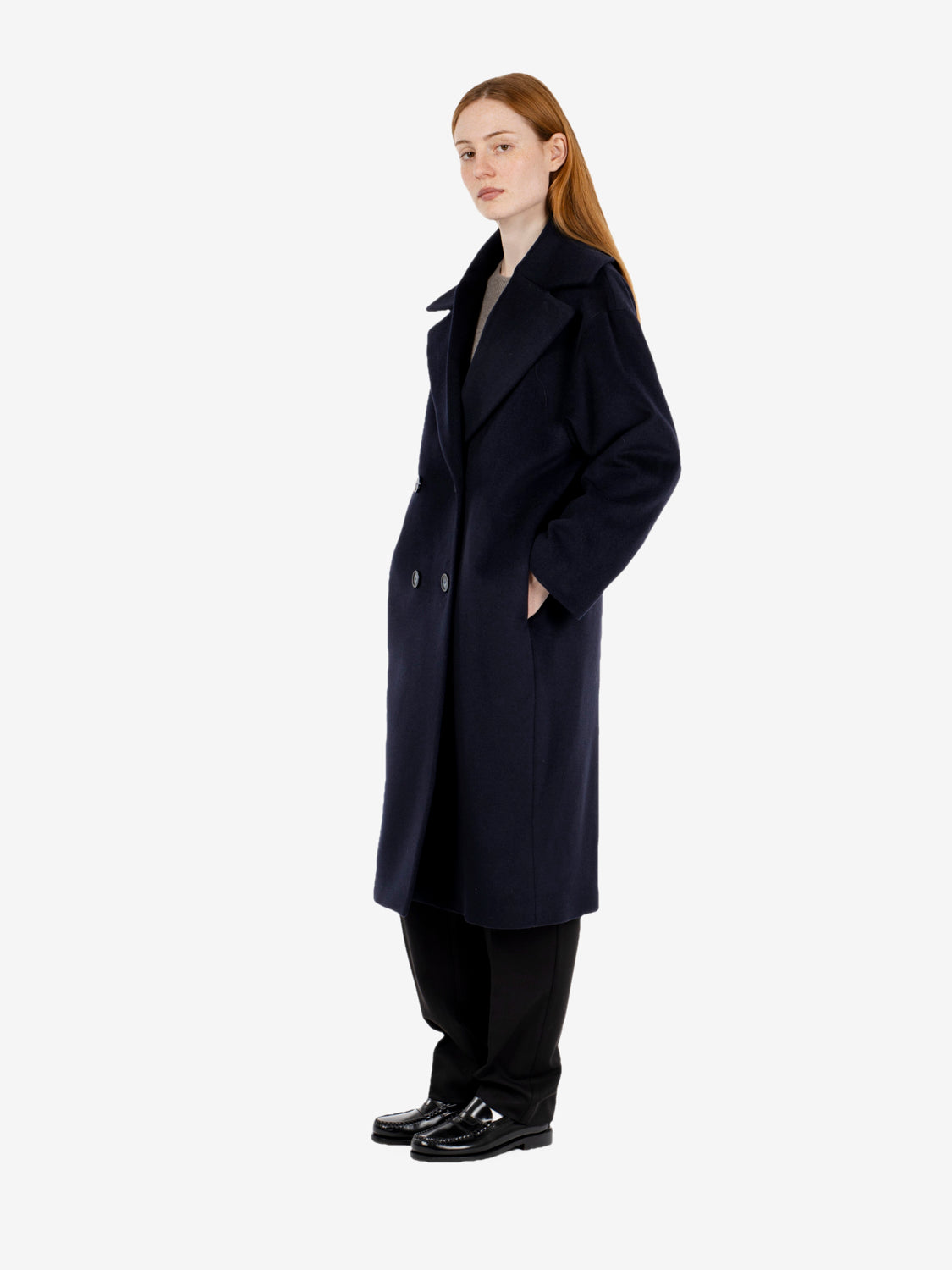 Cappotto doppiopetto over blu