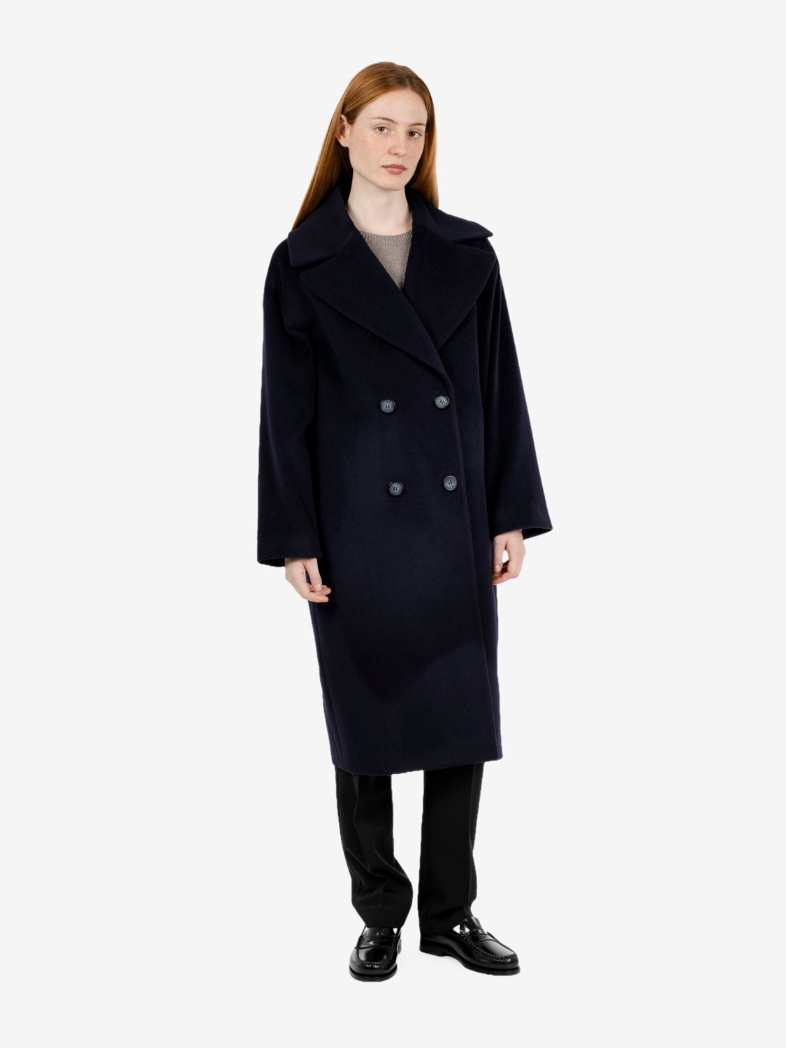Cappotto doppiopetto over blu