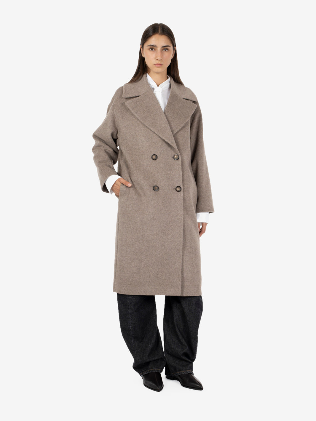 Cappotto doppiopetto over marrone