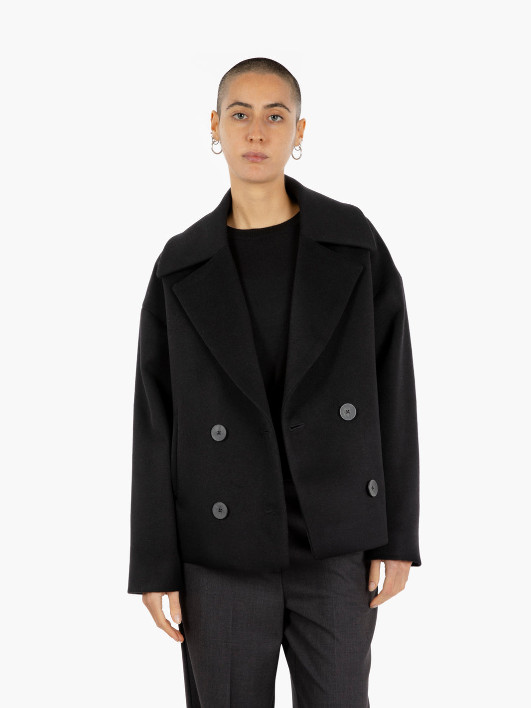 Cappotto Iris Barolo in lana nero