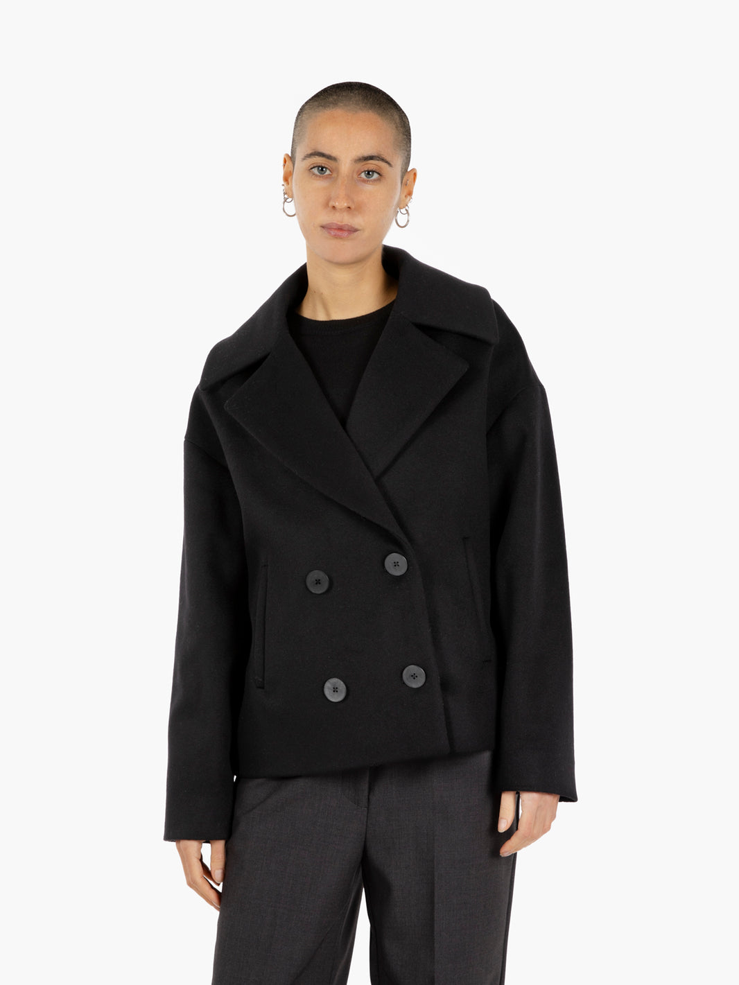 Cappotto Iris Barolo in lana nero