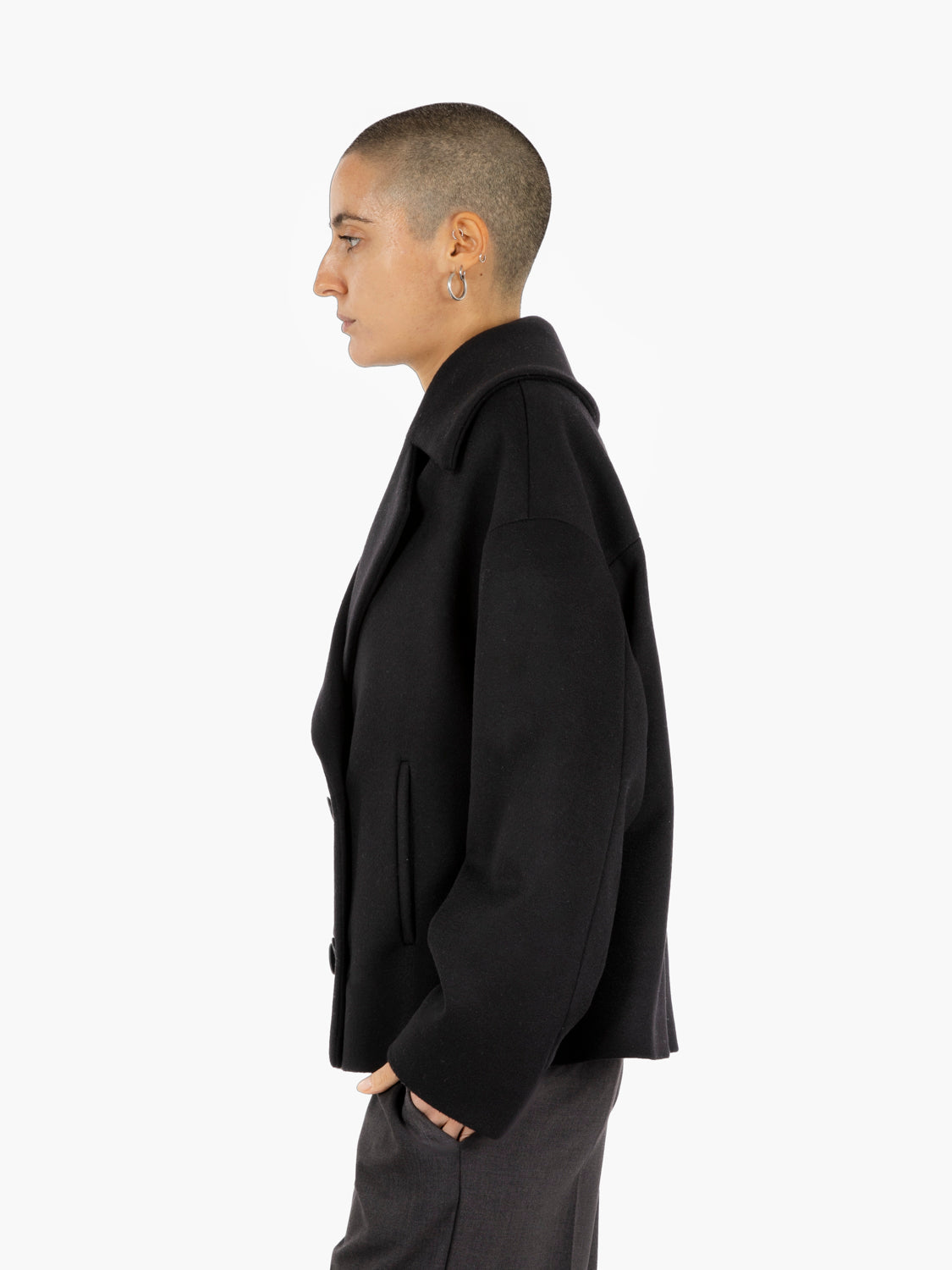 Cappotto Iris Barolo in lana nero