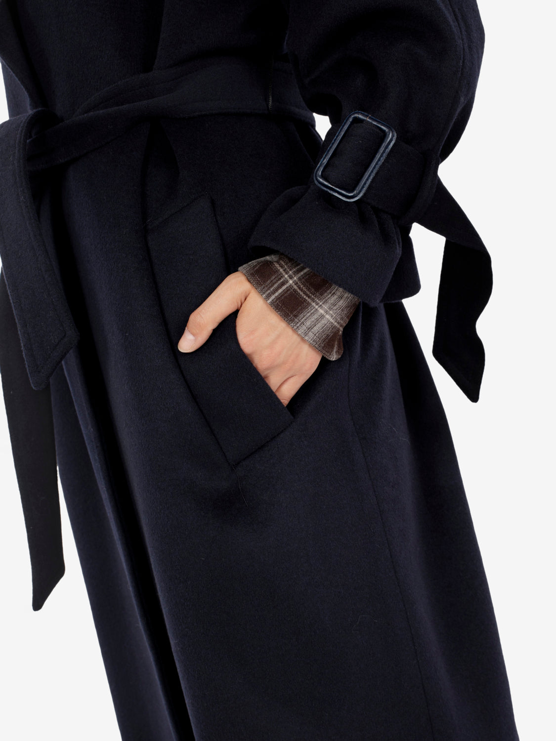 Cappotto lungo con cintura Elisa blu