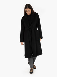 Long coat with black belt