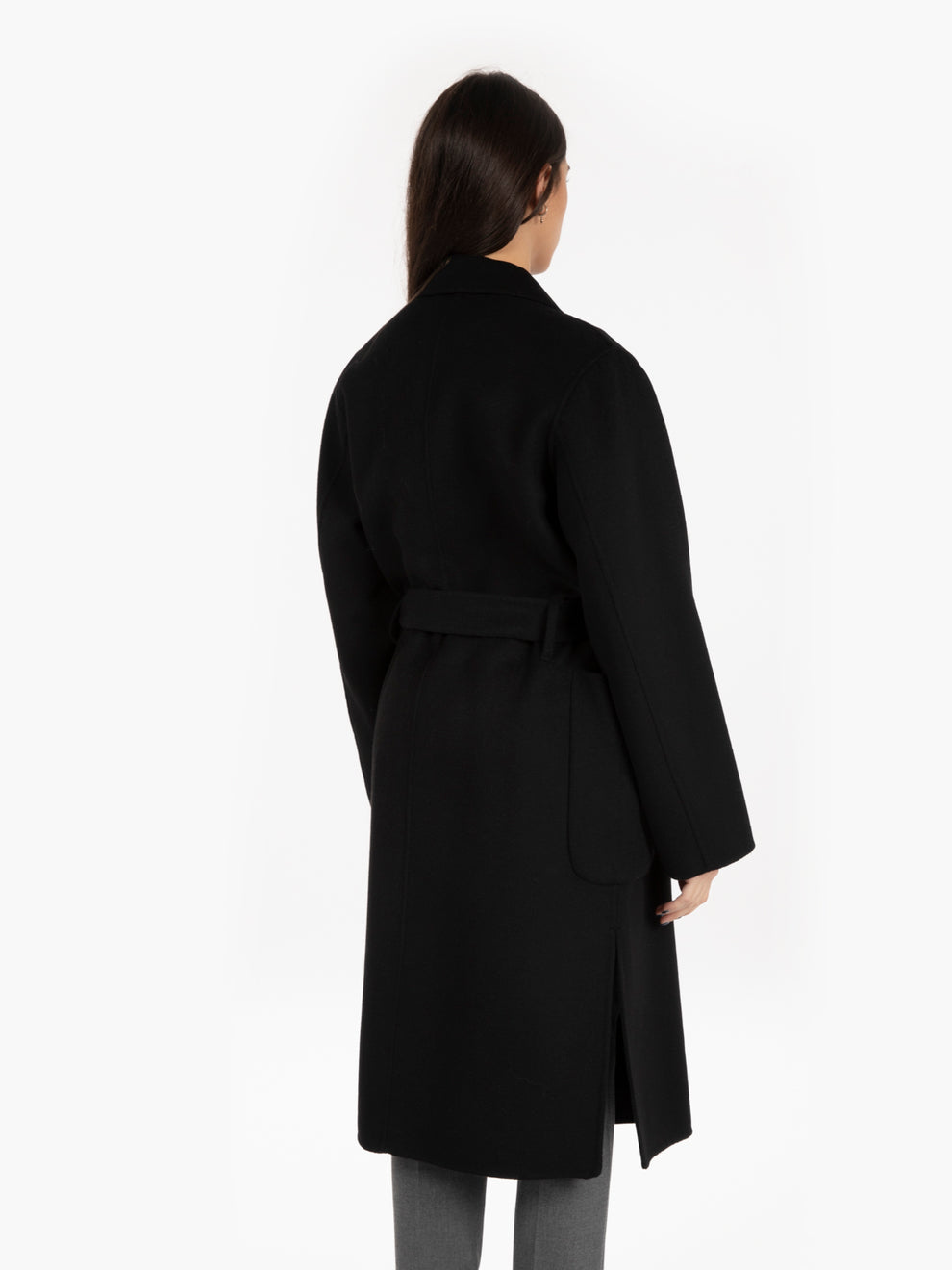 Cappotto lungo con cintura nero