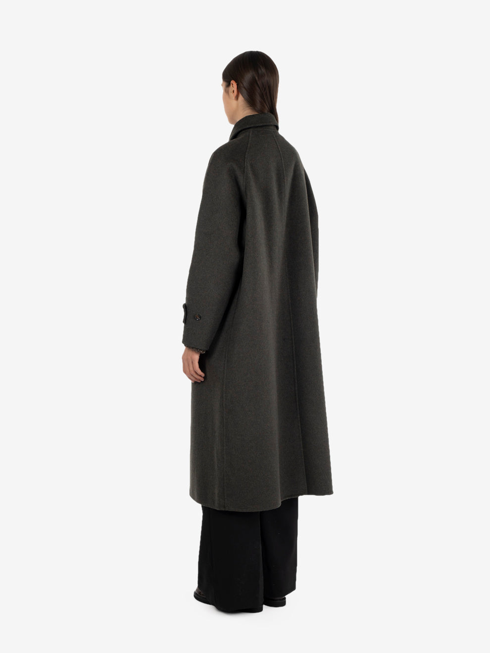 Cappotto lungo con colletto dark green