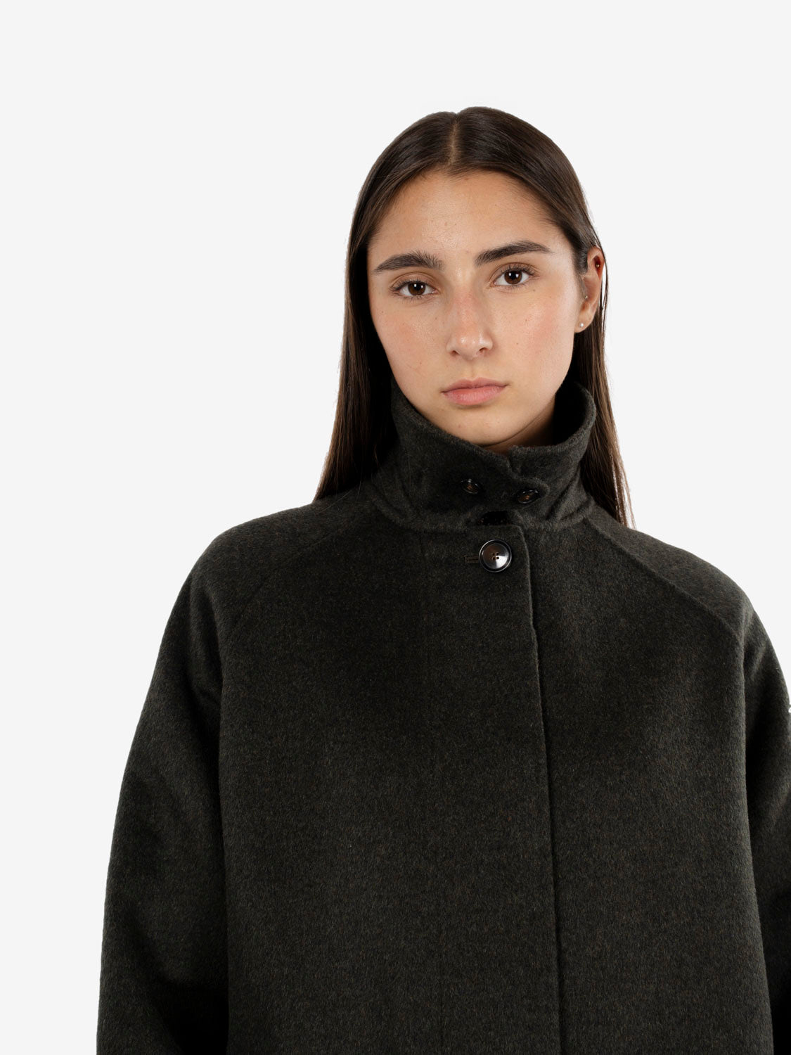 Cappotto lungo con colletto dark green