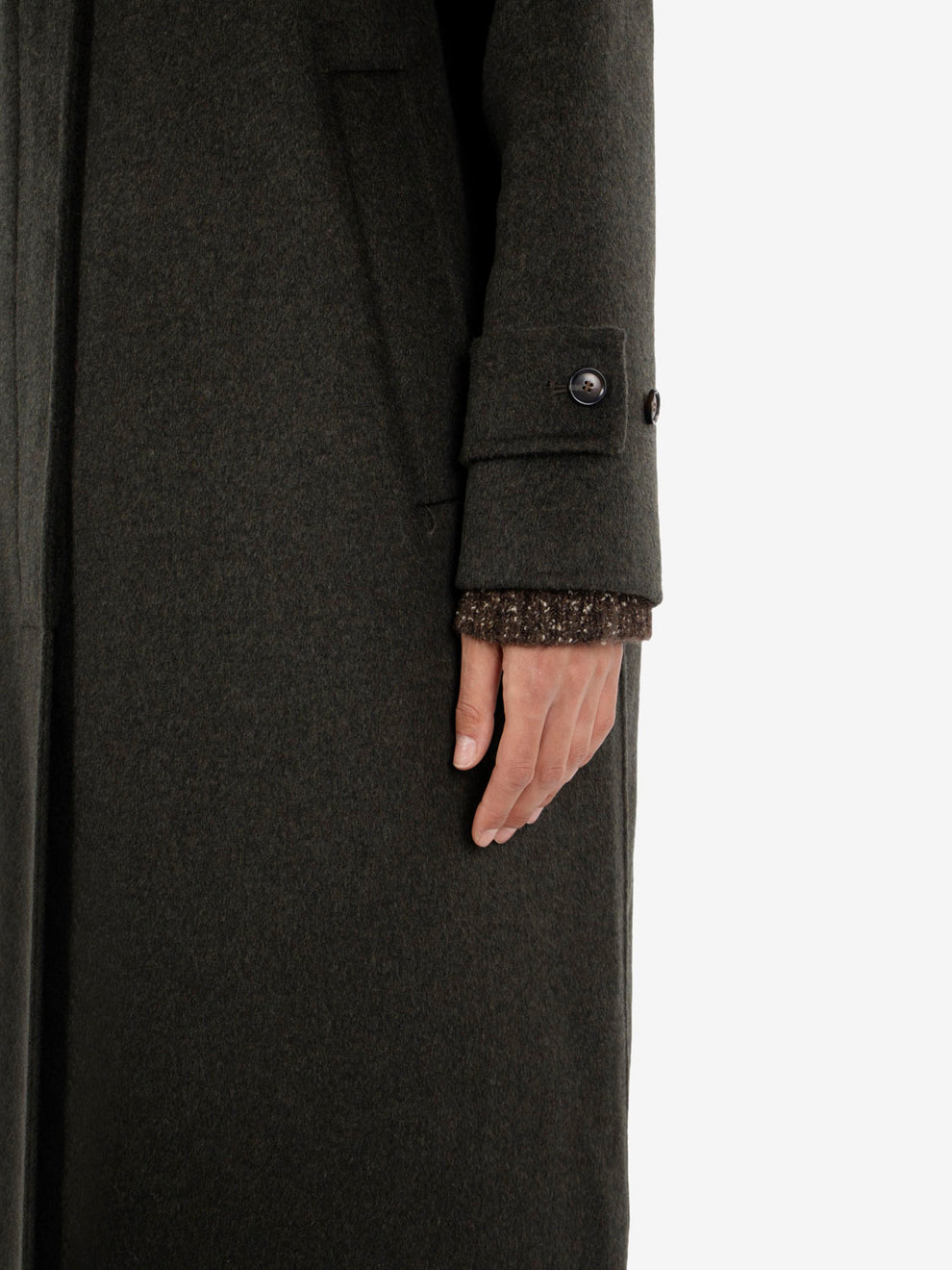 Cappotto lungo con colletto dark green