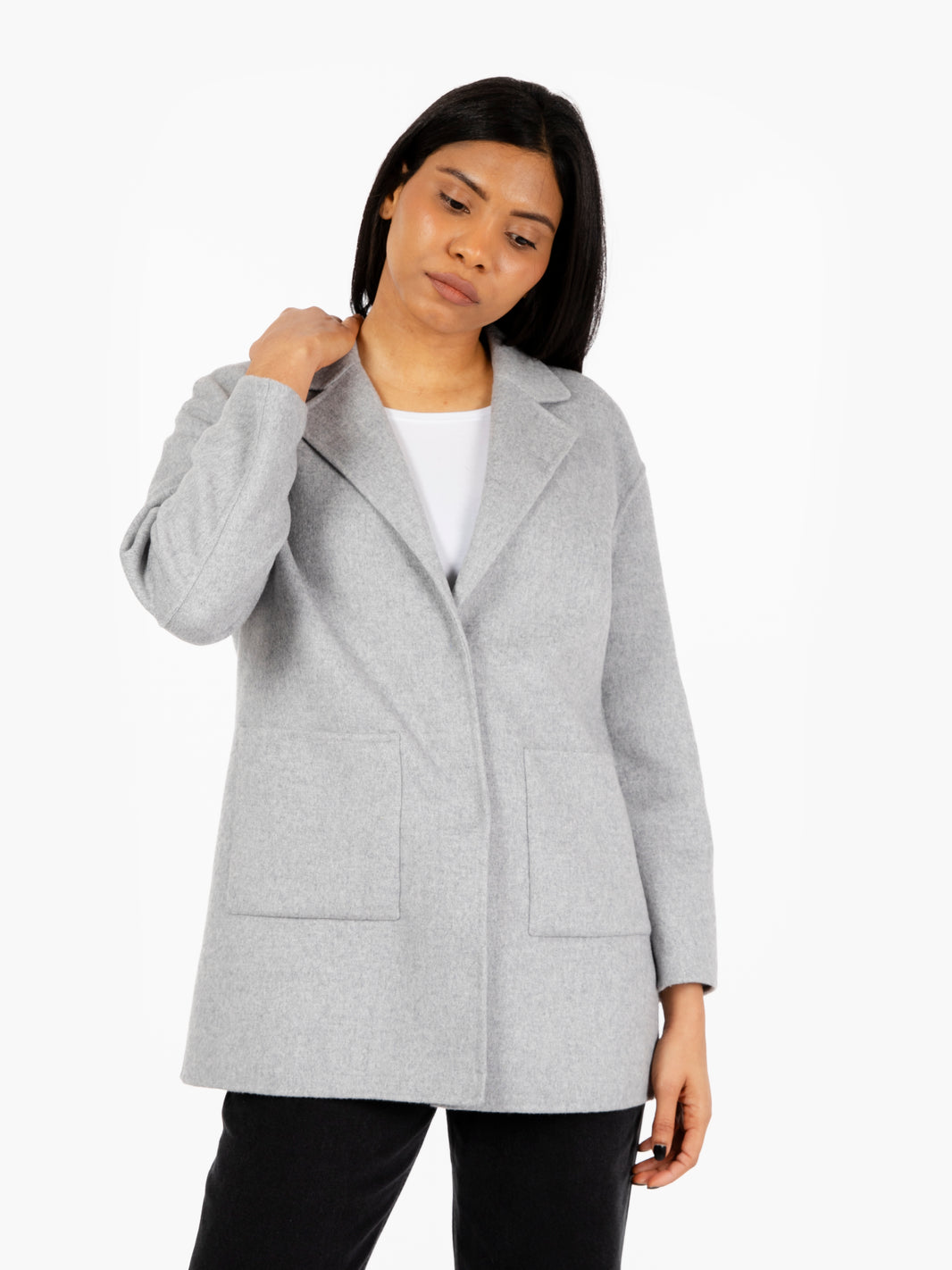 Cappotto monopetto Scarlett in lana grigio