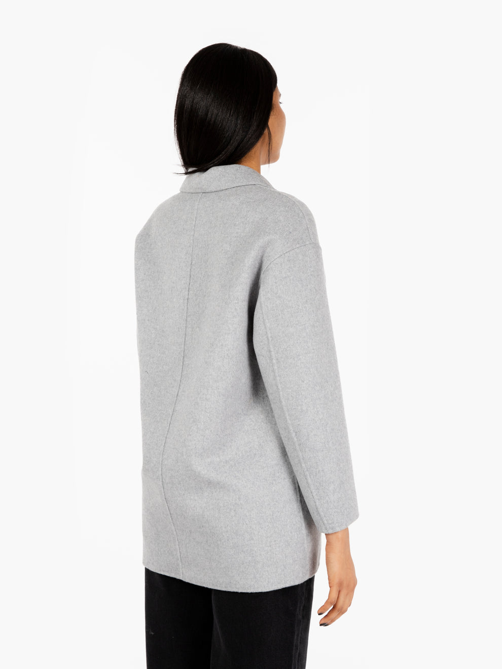 Scarlett Single Breasted Coat in Grey Wool