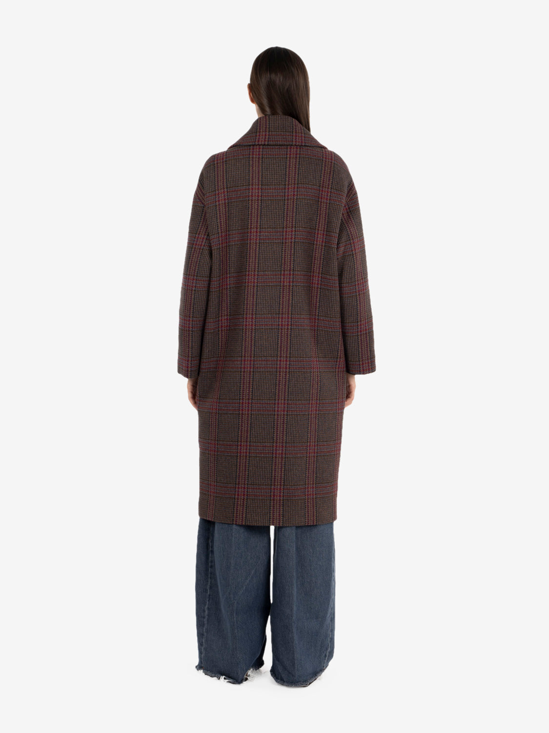 Sabaudia oversized coat in brown / multicolor check
