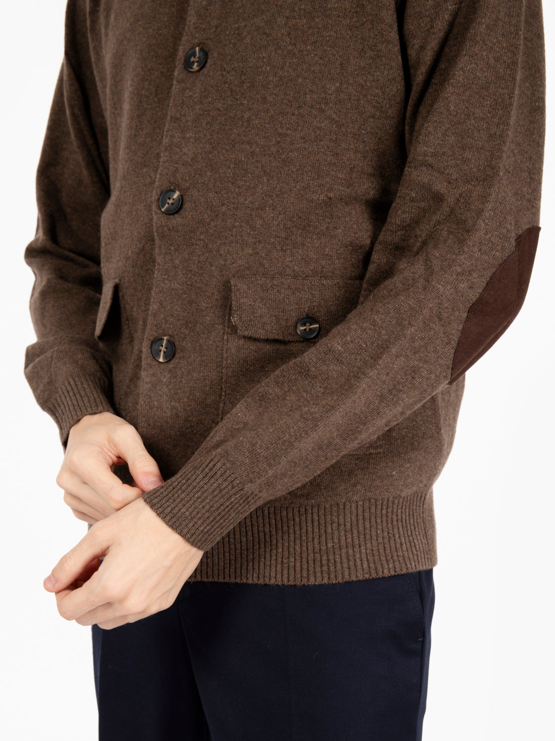 Mink wool blend turtleneck cardigan