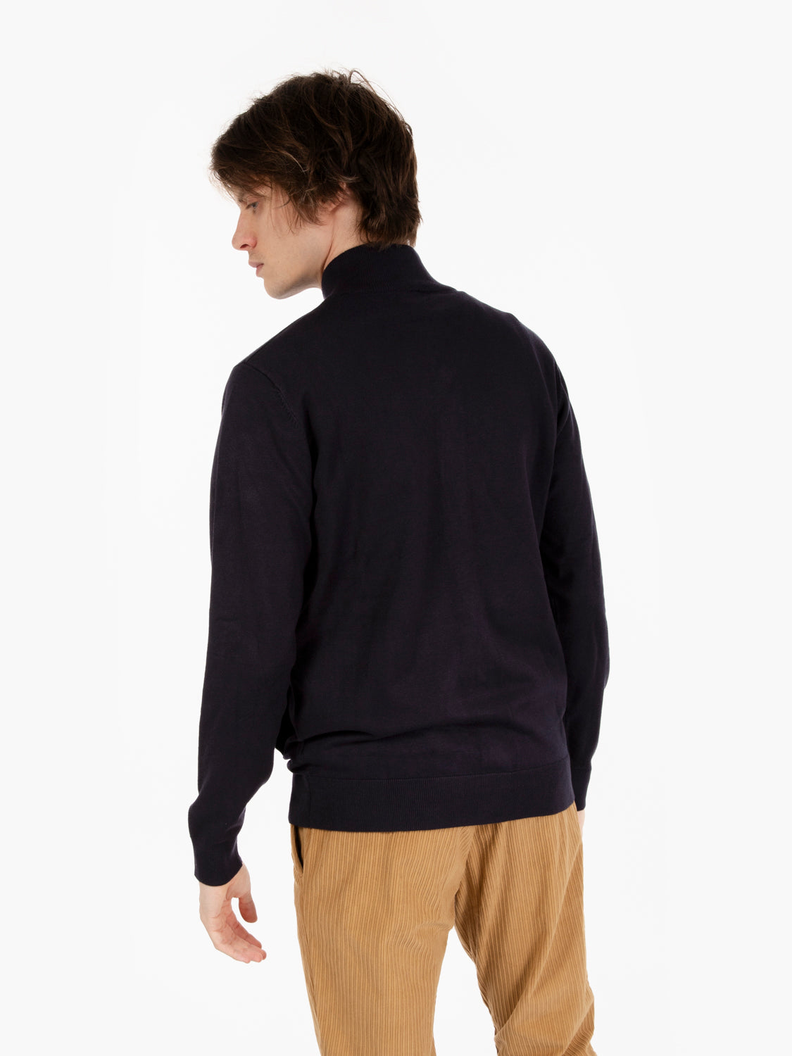 Navy turtleneck cardigan