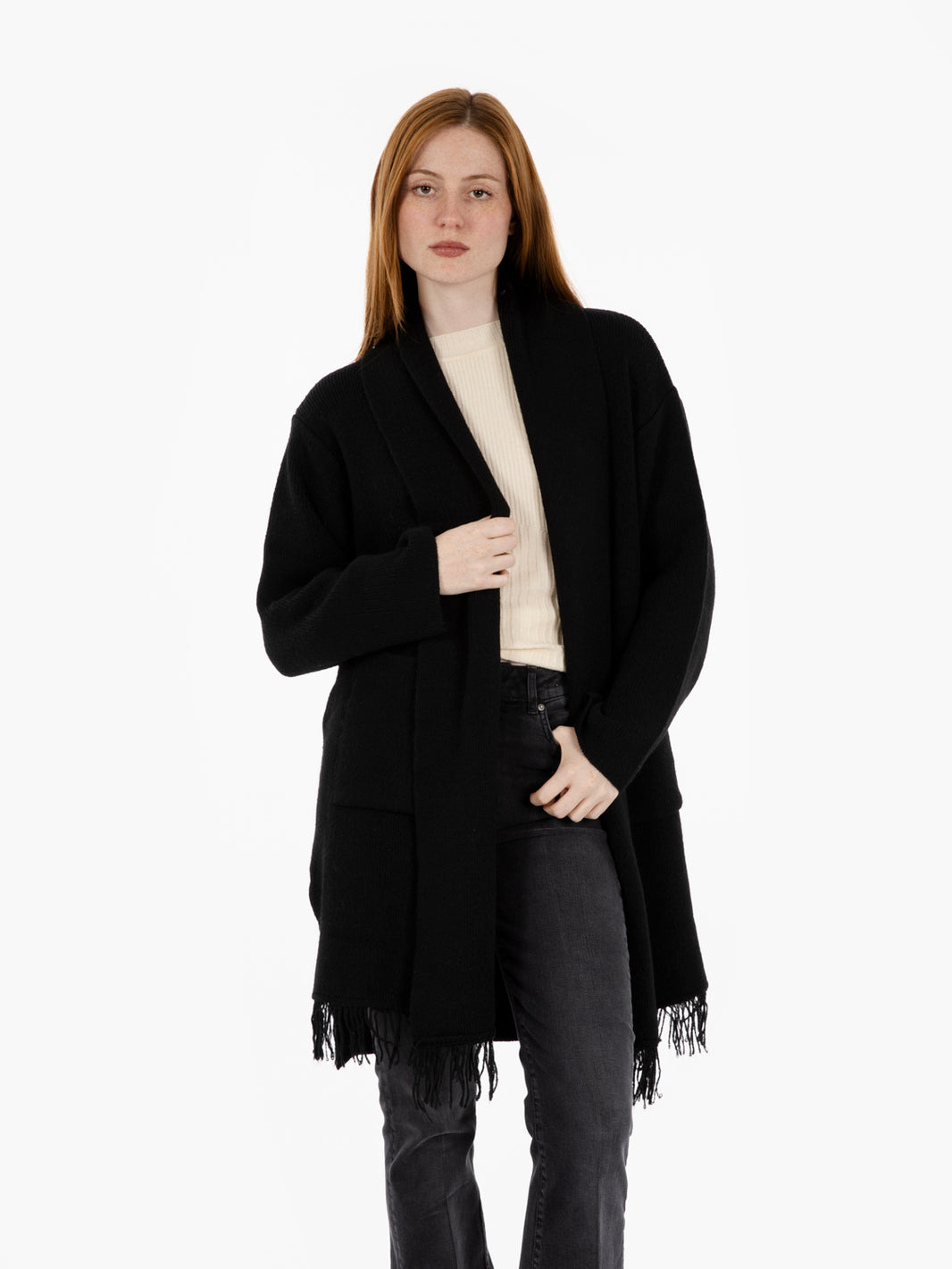 Black shawl collar cardigan